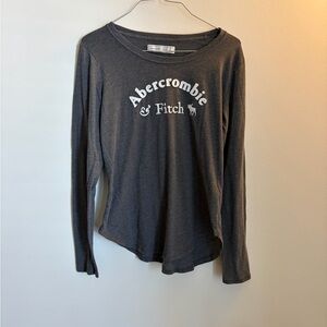 Y2K Abercrombie & Fitch Charcoal Long Sleeve Logo Tee